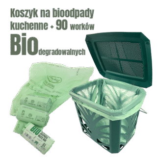 Koszyk na bioodpady kuchenne + 90 biodegradowalnych worków 6l w pakiecie
